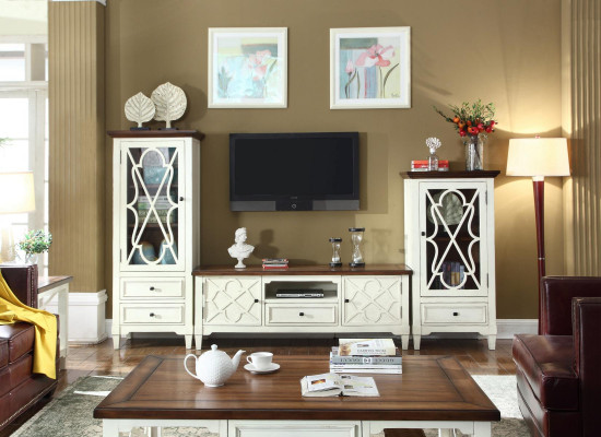 Woonwand Sideboard Ontwerp 2x Kast RTV Lowboard Dressoir 3-delig Set Vitrine