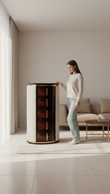 Hoge ladenkast Bruine luxe kast Modern design meubels Houten ladenkast Woonkamer