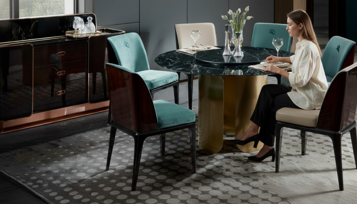 Stoel Blauw Eetkamer Moderne Stoelen Design Meubelen Luxe Ontwerper Inrichting Nieuw