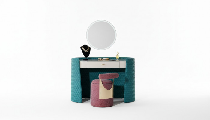 Kaptafel Turkoois Hout Leder Slaapkamer Consoletafels Design Make-up Luxe