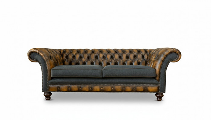 Chesterfield Geel Leder Designer Modern Design Meubels Luxe Woonkamer 3-zits