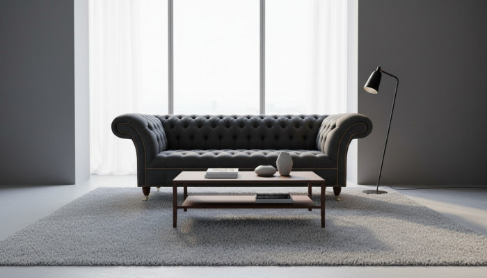 Chesterfield 3-zits Textiel Donkergrijs Modern Design Banken Bank Meubels Ontwerper
