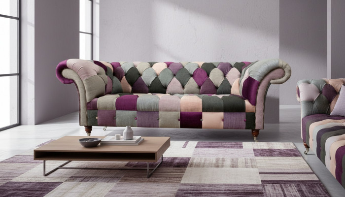 Chesterfield 3-zits Designer meubels Nieuw Modern Ontwerp Textiel Woonkamer Banken