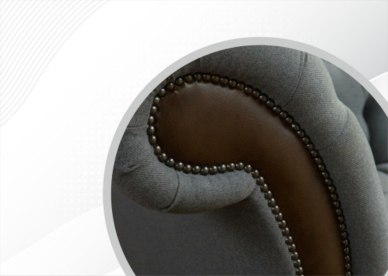 Chesterfield 4-zits grijze stoffen woonkamer design gestoffeerde bank Big Textile Furniture