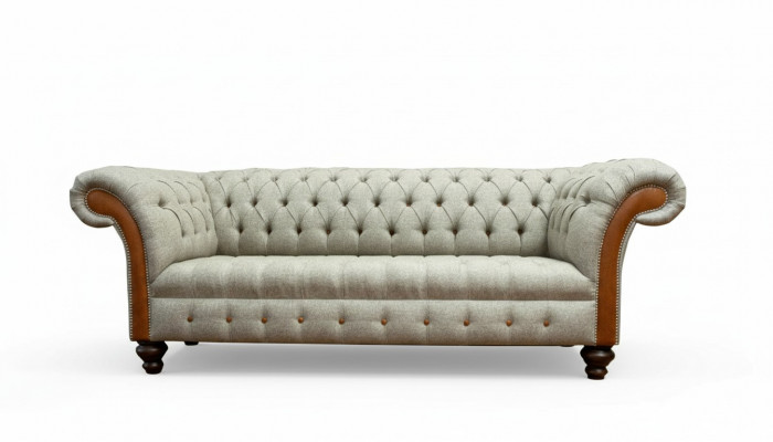 Chesterfield 3-zits Beige Woonkamer Design Banken Bekleding Bank Banken Textiel