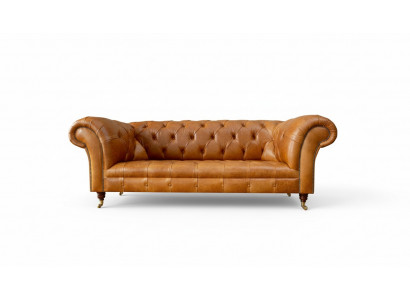 Chesterfield 3-zitsbank Walnootbruin Modern Ontwerp Leren Bank Creatief Meubilair