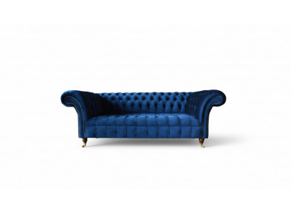 Chesterfield 3-zits Blauw Design Banken Bekleding Bankstellen Velours Stof Textiel Luxe