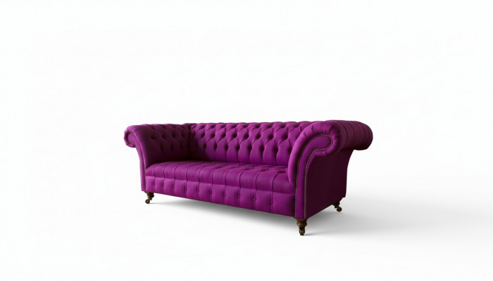 Chesterfield 3-zits bank in lila stof, ontwerp bankstellen, gestoffeerde banken, nieuw creatief sofa.