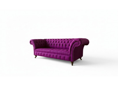 Chesterfield 3-zits bank in lila stof, ontwerp bankstellen, gestoffeerde banken, nieuw creatief sofa.