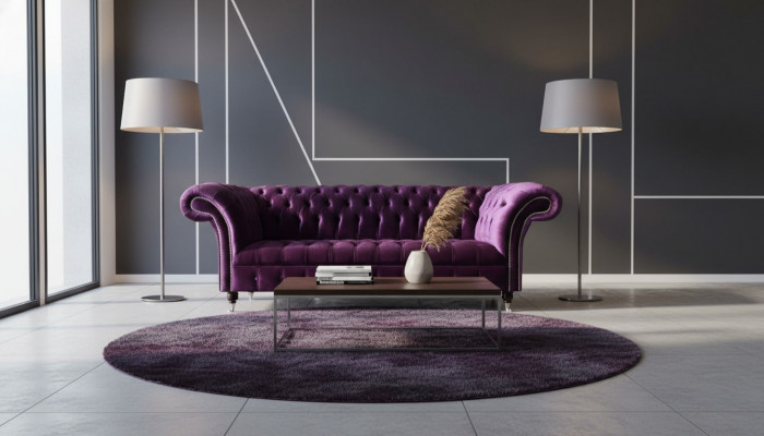 Chesterfield 3-zitsbank Paars Stoffen Design Bank Bekleding Bank Banken Nieuw Textiel