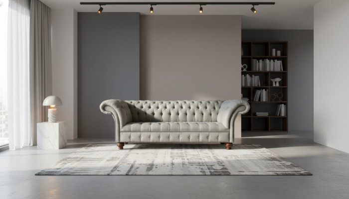 Chesterfield 3-zits woonkamer Modern Lichtgrijs Bankstel Bank Nieuw Creatieve Stof