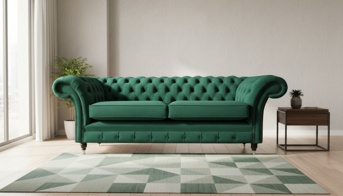 Chesterfield 3-zits Groen Woonkamer Modern Design Bankstellen Bank Originele Stof