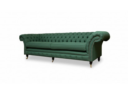 Chesterfield 4-zitter Donkergroene Woonkamer Designbank Grote Stoffen Bank