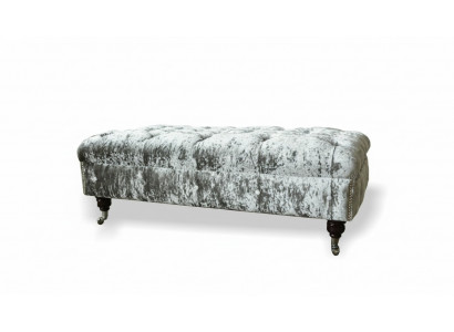 Chesterfield gestoffeerde hocker grijs stof woonkamer design gestoffeerd bank nieuw textiel