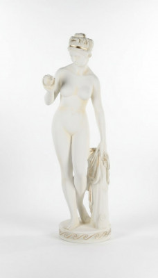 Antiek marmeren stijl standbeeld Eva met appel XXL figuur standbeelden sculptuur decoratie PG010