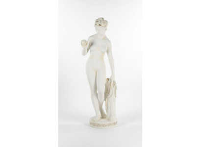 Antiek marmeren stijl standbeeld Eva met appel XXL figuur standbeelden sculptuur decoratie PG010