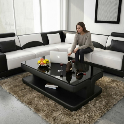 Ontwerper salontafel gestoffeerde tafel leer glas moderne tafels glas