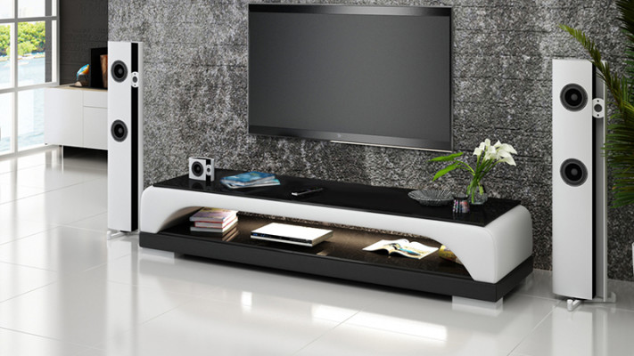 RTV TV dressoir Lederen glazen tafel tv-kast tafel Lowboard Mo.H
