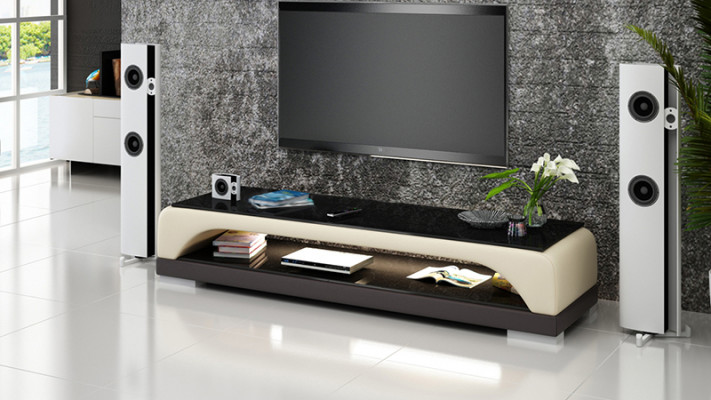 RTV TV dressoir Lederen glazen tafel tv-kast tafel Lowboard Mo.H
