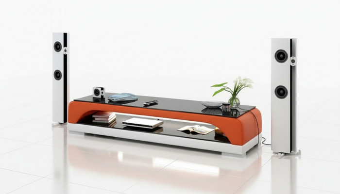 RTV TV dressoir Lederen glazen tafel tv-kast tafel Lowboard Mo.H