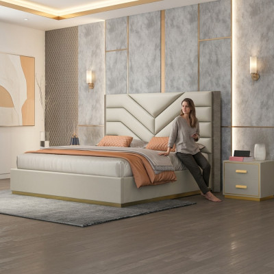 Bedden bekleden Ontwerp Luxe Hout Tweepersoonsbedden Huwelijk Slaapkamer Leder Hotelmeubelen