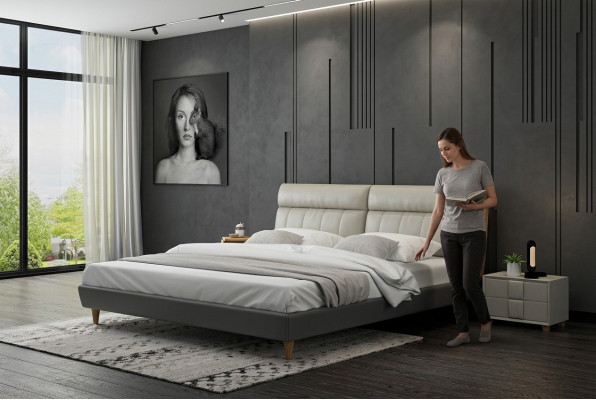 Bed Kussen Ontwerp Luxe Tweepersoonsbedden Beige 180x200 Slaapkamer