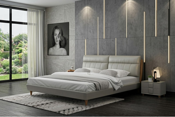 Bed Kussen Ontwerp Luxe Tweepersoonsbedden Beige 180x200 Slaapkamer