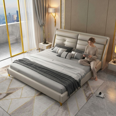Luxe slaapkamer tweepersoonsbed bed 180x200cm lederen bedden bedframe