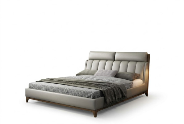 Moderne design bed 180x200 leer hout bedden dubbele slaapkamer.