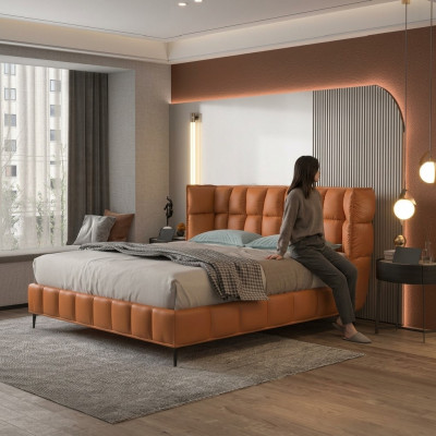 Bed bekleding design luxe hotelbedden tweepersoons 180x200cm leer dubbel.