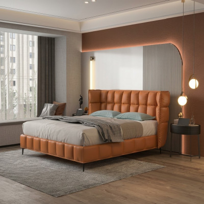 Bed bekleding design luxe hotelbedden tweepersoons 180x200cm leer dubbel.