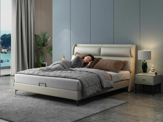 Hoogwaardig luxe tweepersoonsbed beddenset ontwerp huwelijks hotel leer textiel nieuw