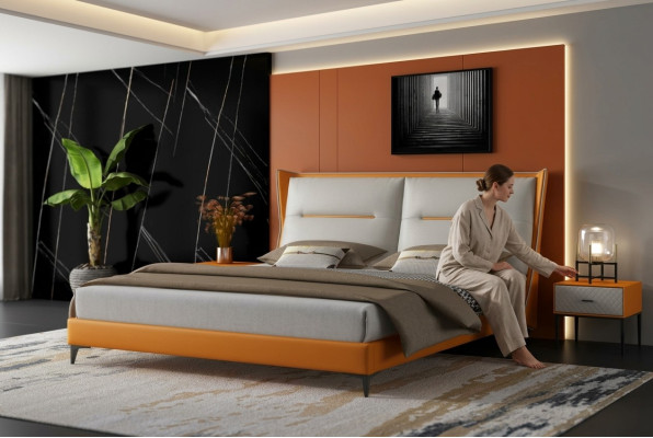Modern design bed 180x200 leather hotel beds double sleeping room