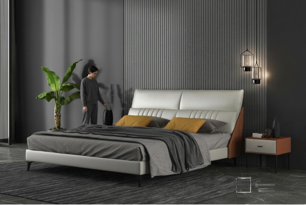 Ontwerper Bed Slaapkamer Bedden Textiel Leer Hotel Luxe Bekleding Fluweel Wit Nieuw