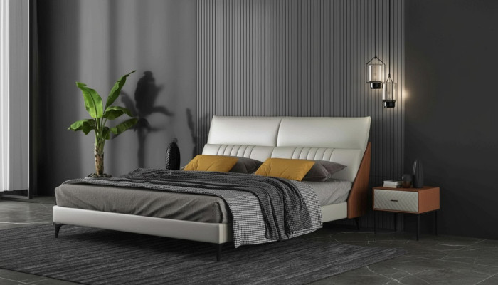 Ontwerper Bed Slaapkamer Bedden Textiel Leer Hotel Luxe Bekleding Fluweel Wit Nieuw