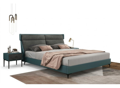Klassieke luxe beddengoed van leer en textiel van hoge kwaliteit nieuw bed voor de slaapkamer.