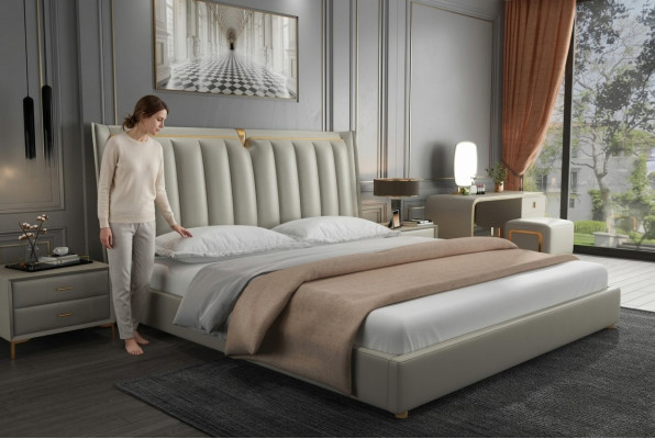Luxe bed gestoffeerd bed lederen slaapkamer bedden 180x200cm tweepersoonsbed