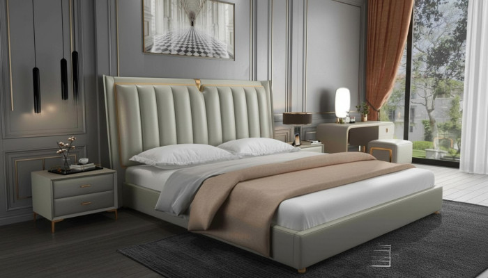 Luxe bed gestoffeerd bed lederen slaapkamer bedden 180x200cm tweepersoonsbed