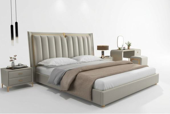 Luxe bed gestoffeerd bed lederen slaapkamer bedden 180x200cm tweepersoonsbed