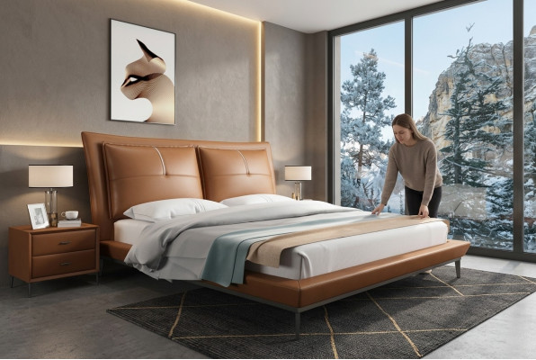 Ontwerper Bed Slaapkamer Bedden Hotel Leder Italiaanse Meubels