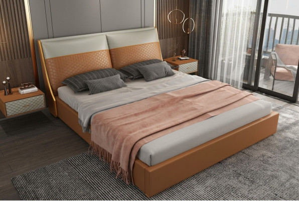 Designerbed Slaapkamer Bedden Textiel Leer Hotel Luxe Bekleding Fluweel Stof