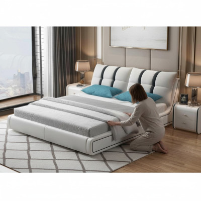 Ontwerper bed slaapkamer bedden inrichting hotel luxe bekleding leer meubels