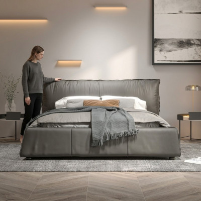 Ontwerp leren bed dubbel huwelijk moderne luxe hotel slaapkamer bedden