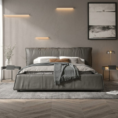 Ontwerp leren bed dubbel huwelijk moderne luxe hotel slaapkamer bedden