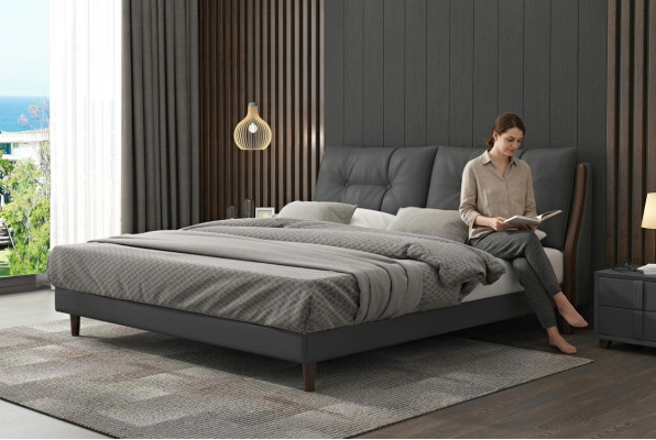 Hotelbed Luxe Design Bedden Met Stoffen Houten Lederen Slaapkamer 180x200