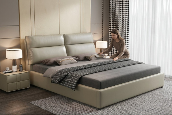 Design bed slaapkamer textiel lederen bekleding Moderne bedden 180x200cm.