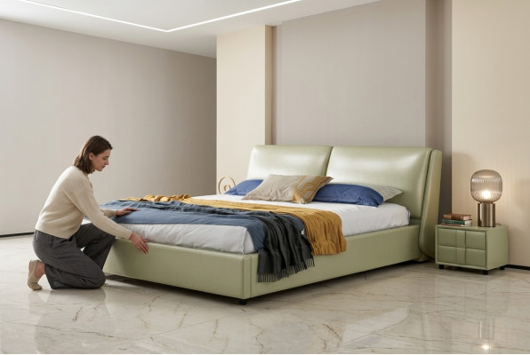 Leren bedden Dubbel huwelijk Modern frame Luxe slaapkamer Hotel 180x200