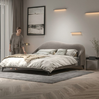 Italiaanse slaapkamermeubelen gestoffeerd tweepersoonsbed design bedden