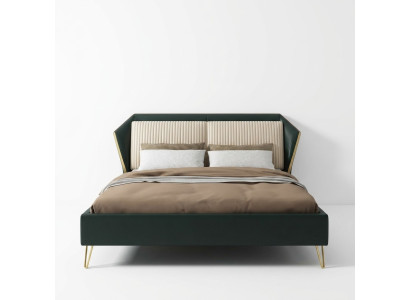 Luxe textiel bed dubbel ontwerp slaapkamer klassieke bedden groen