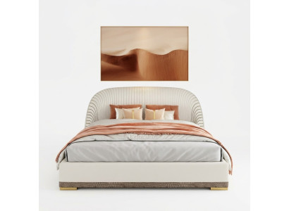 Designer tweepersoonsbed bed hotel luxe leer slaapkamer 150/180x200cm.